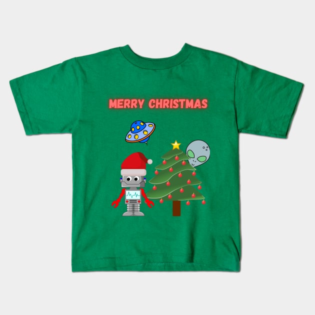 An Alien Christmas Kids T-Shirt by gmonpod11@gmail.com